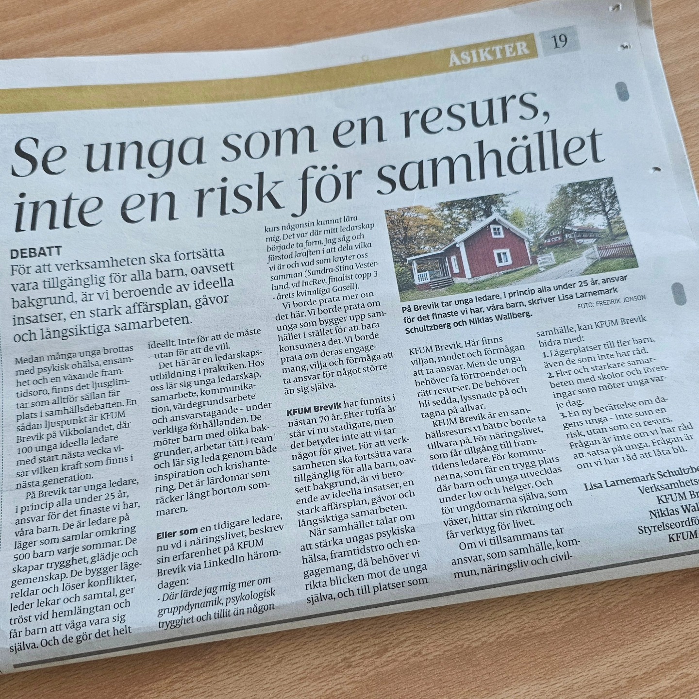 Brevik i media, tidningsartikel om KFUM Brevik